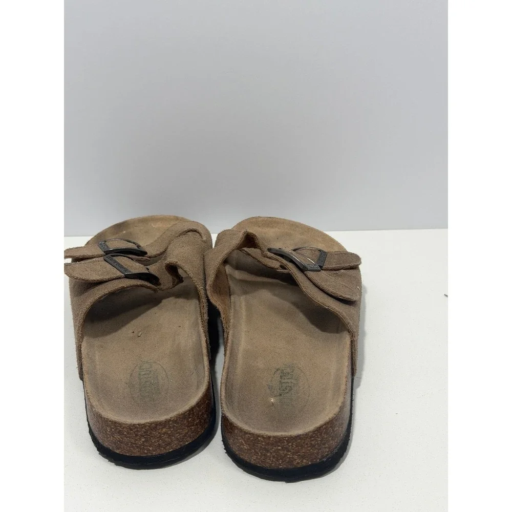 Woodstock Heritage Brown Suede Double Strap‎ Buckle Cork Slide Sandals sz 9 Men